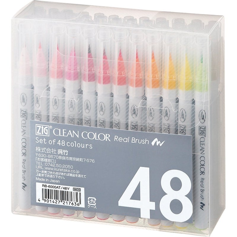 Zig Kuretake Zig Clean Color Real Brush 48 Colors (RB-6000AT/48V) - Image 1